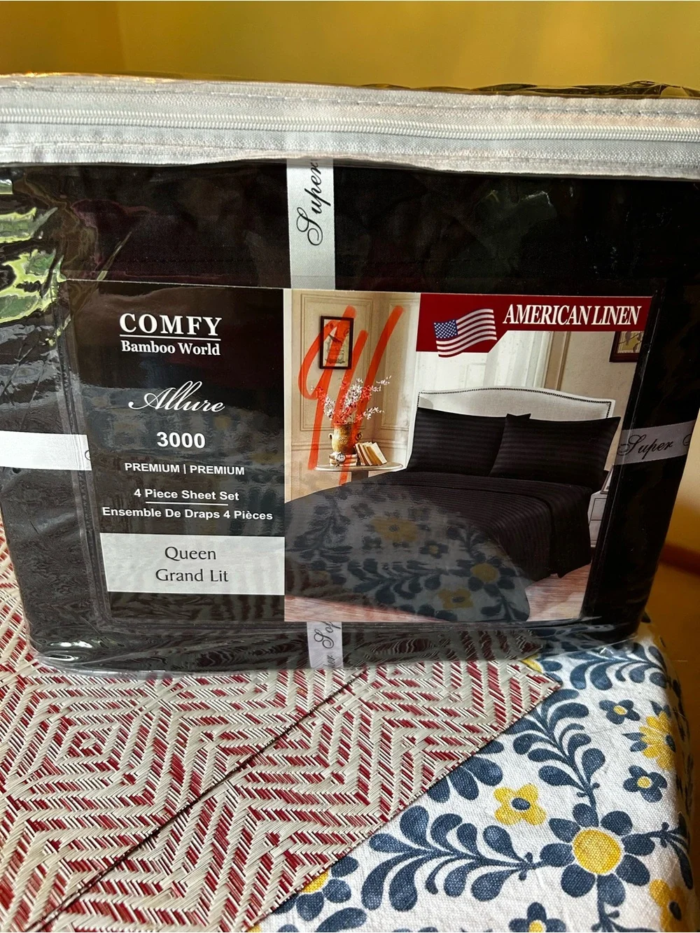 Allure Queen Sheet Set Black Bamboo World 3000 4 Pc Deep Pocket